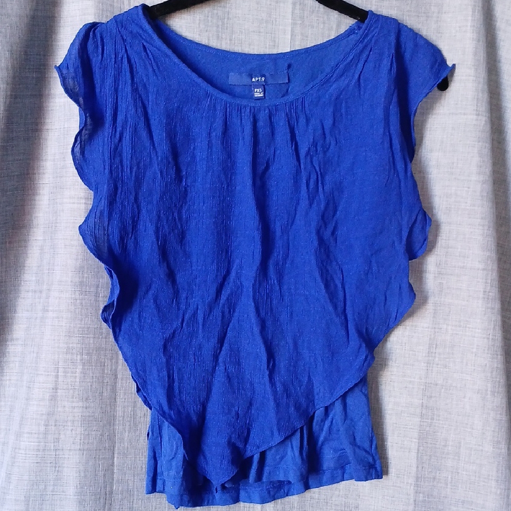 Blue Ruffled Women's Top - Picture 2 of 8